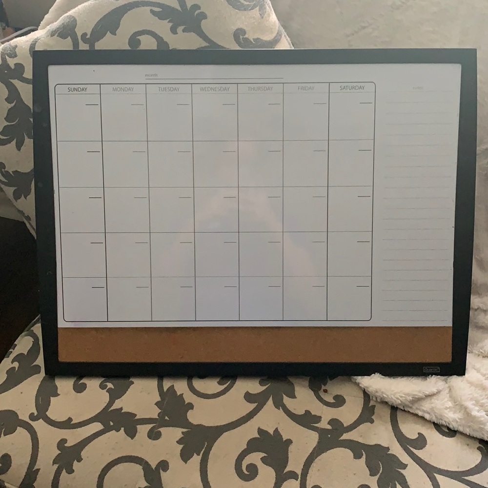 Dry erase calendar with cork board